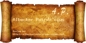 Albecker Patrícius névjegykártya